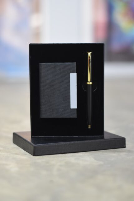 2 PCS Gift set (Card Holder + Pen) - Grey & Gold